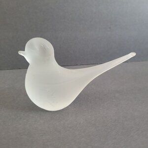Frosted Glass Bird Figurine 5" Long Collectible Decoration Minimalist Art Piece